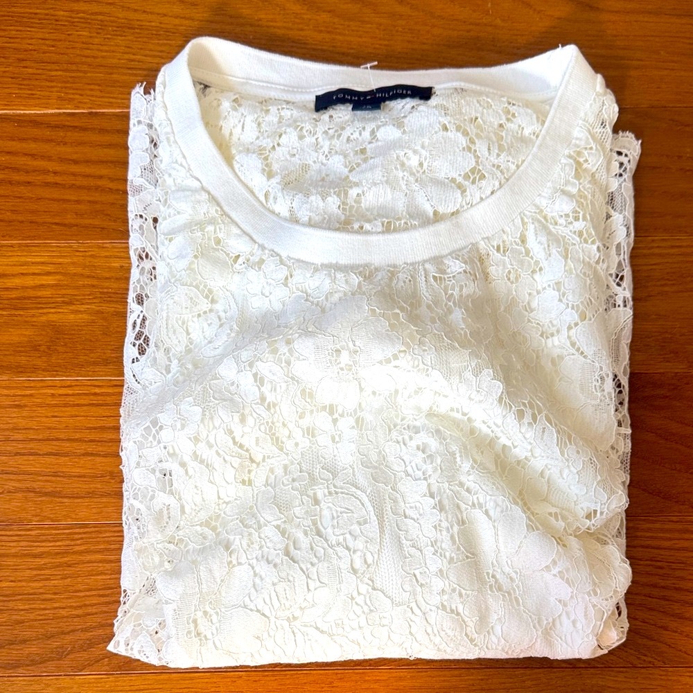 Tommy Hilfiger White Lace short sleeve Blouse